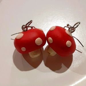 Homemade sculpey premo mushroom earrings